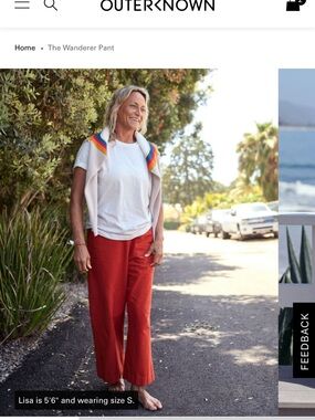 Outerknown Wide-Leg Wanderer Pants in Persimmon, Size Small
